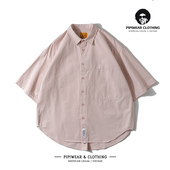 廓形粉色男士 透气半袖 衬衫 潮牌夏季 短袖 2025新款 衬衣夏天百搭寸衫