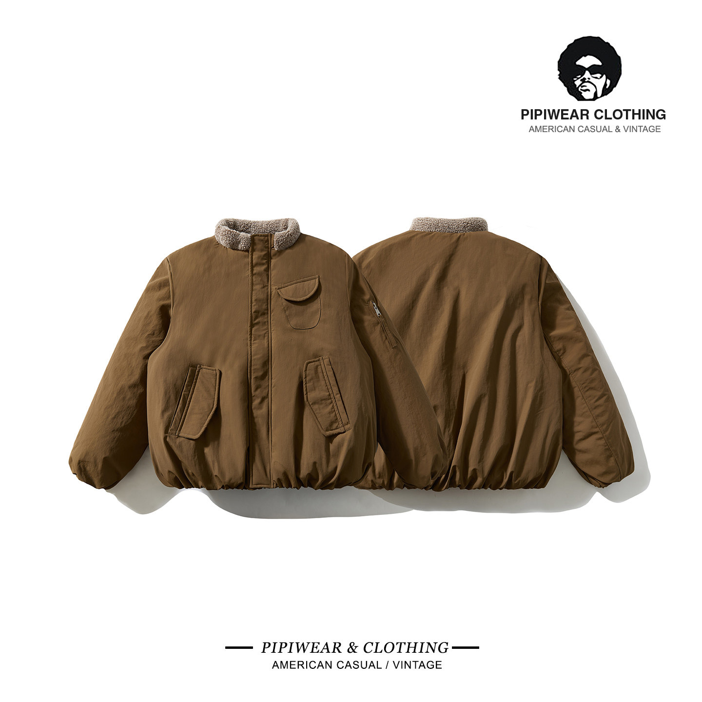摇粒绒毛立领棉服男