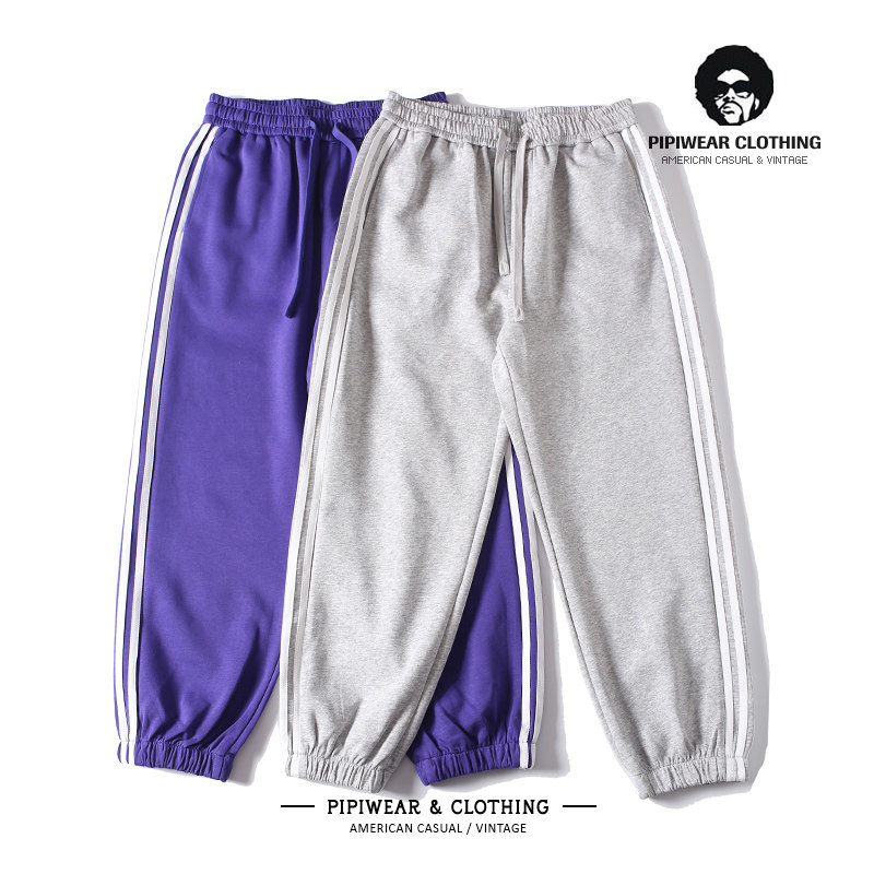 高街学院风运动休闲裤灰色潮牌男裤束脚哈伦长裤子男宽松百搭卫裤