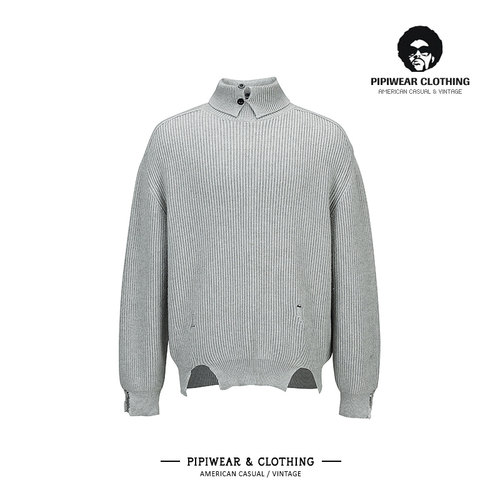 纽扣设计高领毛衣缺高级感针织衫