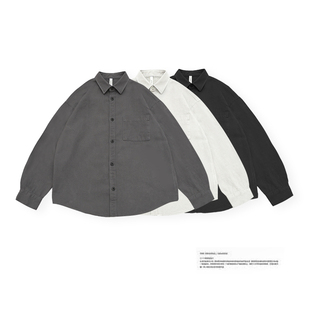 衬衣男 慵懒风全棉长袖 cityboy廓形日系复古秋天重磅白色美式 衬衫