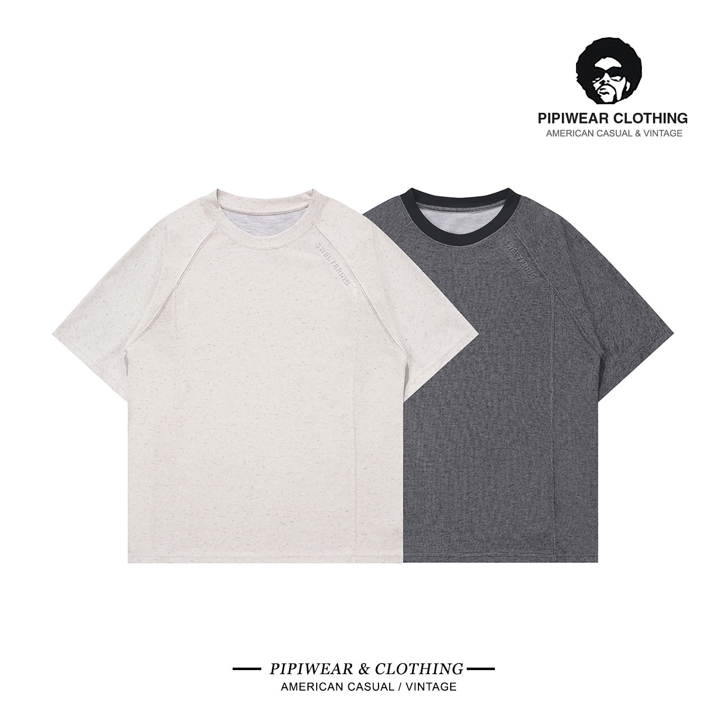 钢印字母设计感插肩袖短袖t恤男