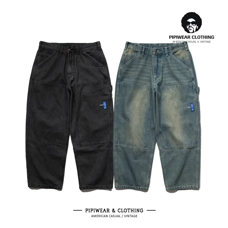 秋季425克重磅做旧水洗牛仔裤