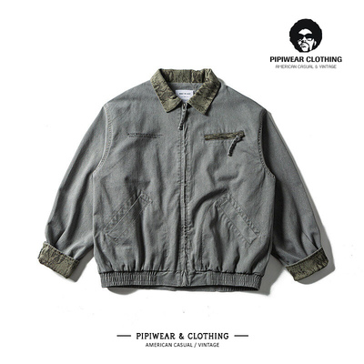 美式高街蛇纹拼接翻领夹克外套男