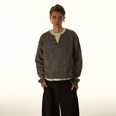 复古校园风假两件针织衫短款毛衣