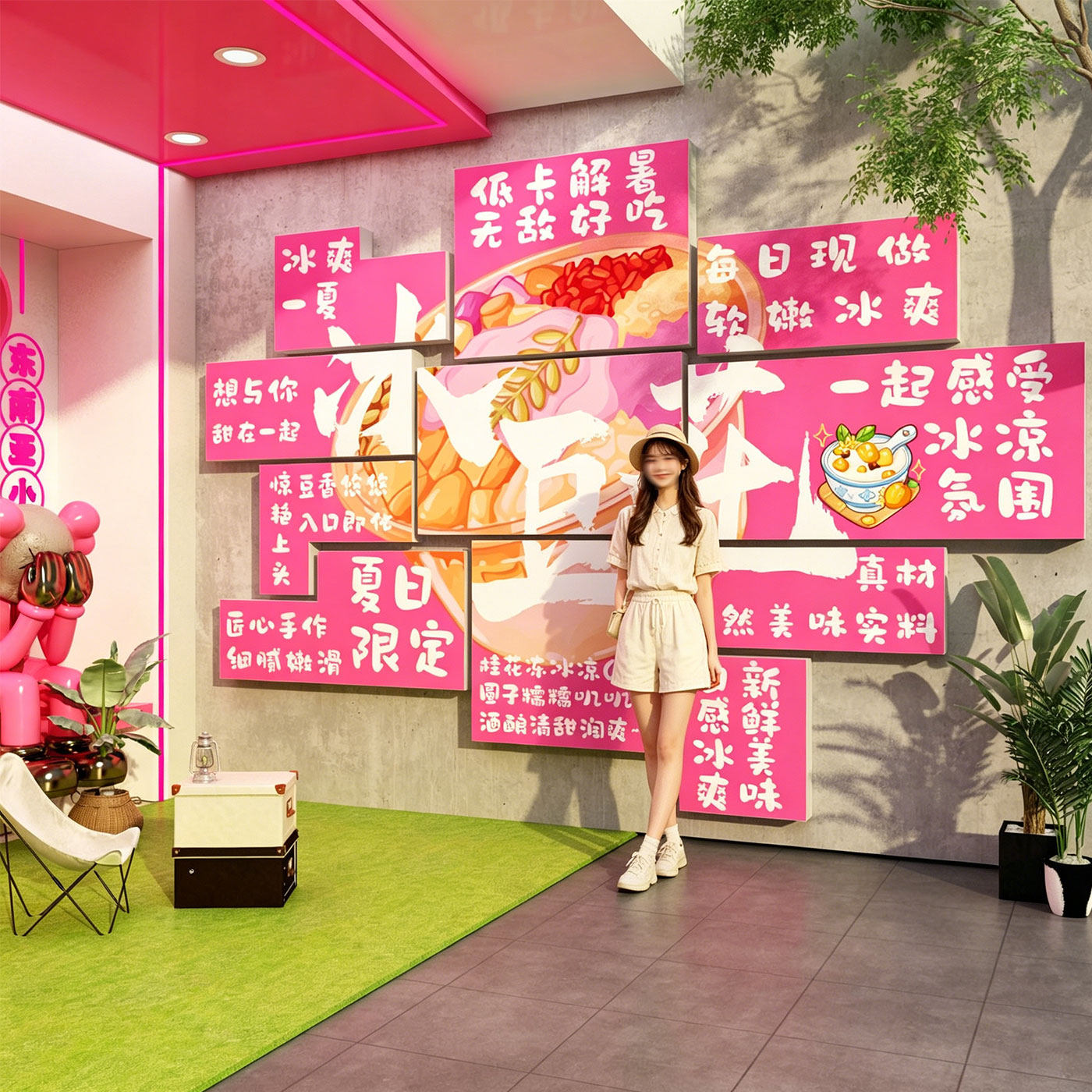 手工冰豆花甜品糖水店铺门口吸引人贴纸装饰创意海报墙面网红重庆