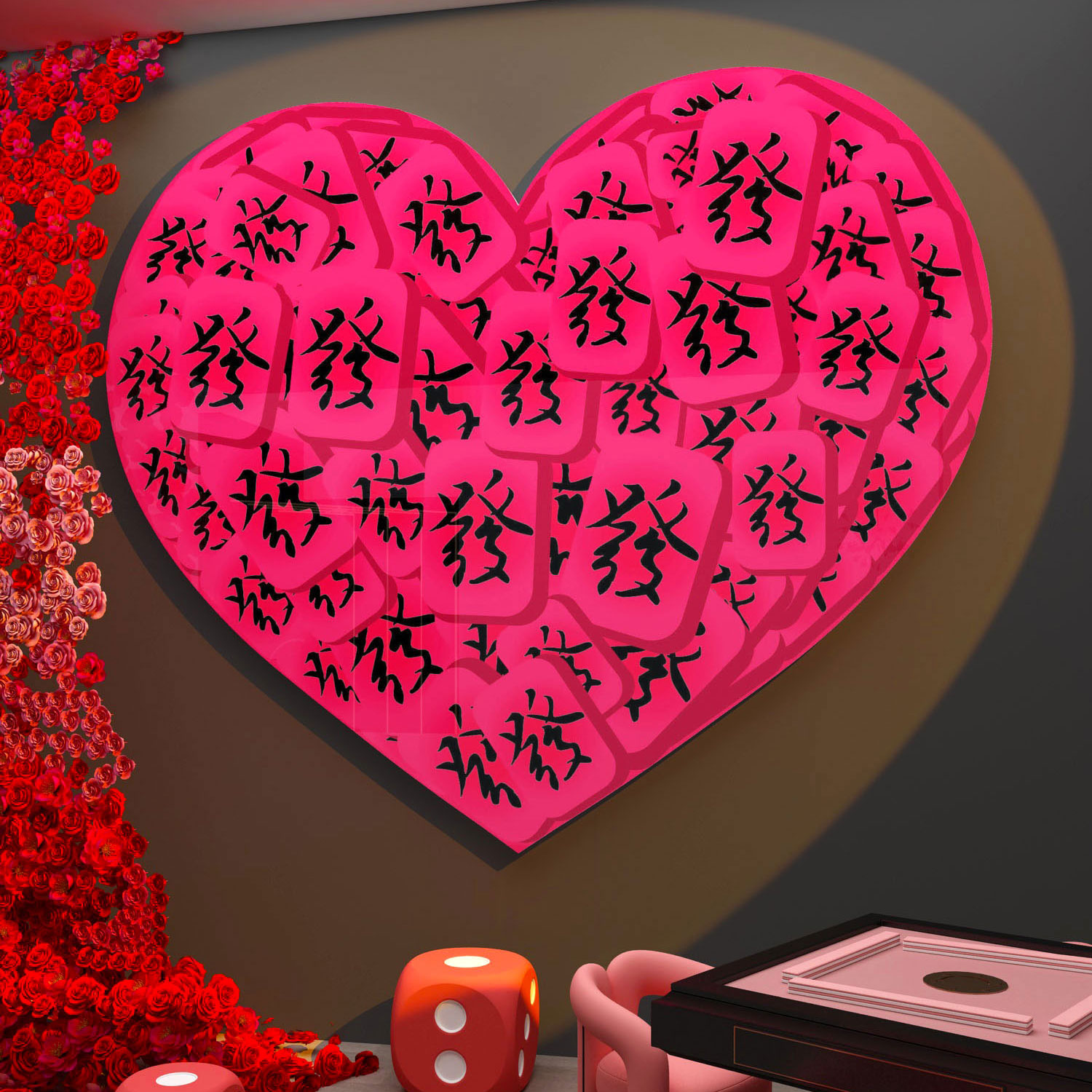 网红麻将雀馆装饰品贴纸挂画摆件