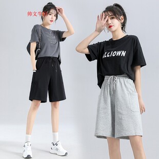 阔腿短裤 中裤 初中学生 运动休闲少女五分裤 高中ins潮bf运动跑步裤