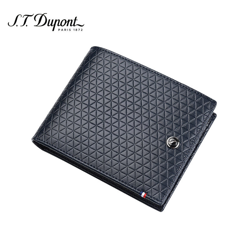S．T．Dupont/都彭浅蓝休闲风钱包 火焰菱纹压花票夹180092C