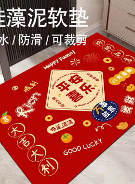 进门地垫入户门垫乔迁之喜硅藻泥红色脚垫地毯可擦洗门口家用脚垫