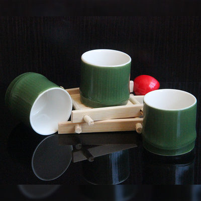 节节高单个茶杯酒盅竹节陶瓷酒具