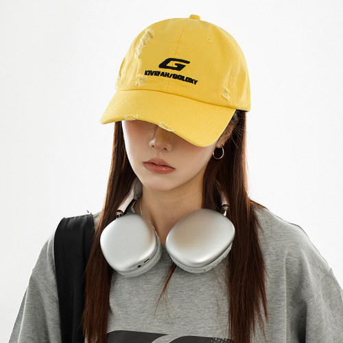 大G黄～美式街头破洞鸭舌帽