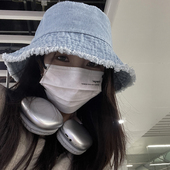 TUshu 早八素颜慵懒感～牛仔渔夫帽子女遮阳百搭气质显脸小盆帽潮