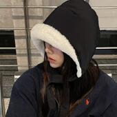 TUshu 小雪人帽～秋冬速干毛绒雷锋帽子女ins系带保暖护耳飞行帽