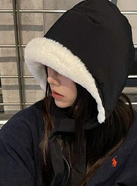 TUshu/小雪人帽～秋冬速干毛绒雷锋帽子女ins系带保暖护耳飞行帽