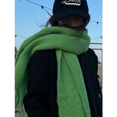 TUshu 苹果绿生命力 秋冬羊毛混纺围巾ins时髦软糯气质围脖保暖