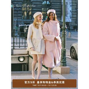 NanaJacqueline徐如蓝同款秋冬新款羊毛羊驼毛大衣女钻扣长外套