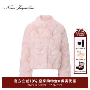 NanaJacqueline冬季新款狐狸毛立领皮草女轻奢双侧口袋剪毛短外套