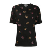 黑色棉质刺绣飞燕图案女士短袖 McQ 麦昆 T恤