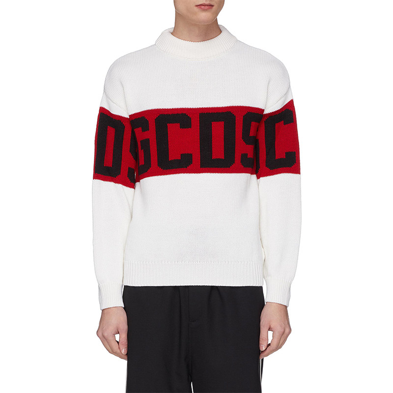 GCDS同款黑色羊毛毛衣高领针织衫