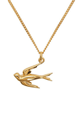 MCQ ALEXANDER MCQUEEN麦昆飞燕饰细马衔索微标雕花虾扣项链