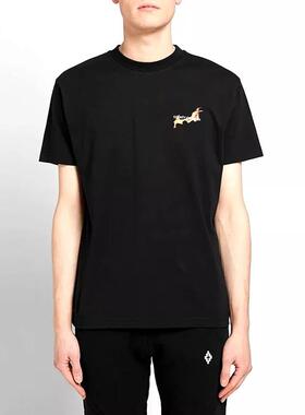 MARCELO BURLON 马塞洛 布隆 男士黑色棉质篮球火焰印花个性T恤