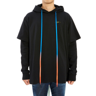 OFF-WHITE 美国潮牌新款黑色棉质涂鸦箭头男女同款连帽卫衣
