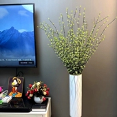 仿真绿植柳枝柳芽假花清新嫩芽藤条飘雪干枝家居摆设客厅装 饰花艺