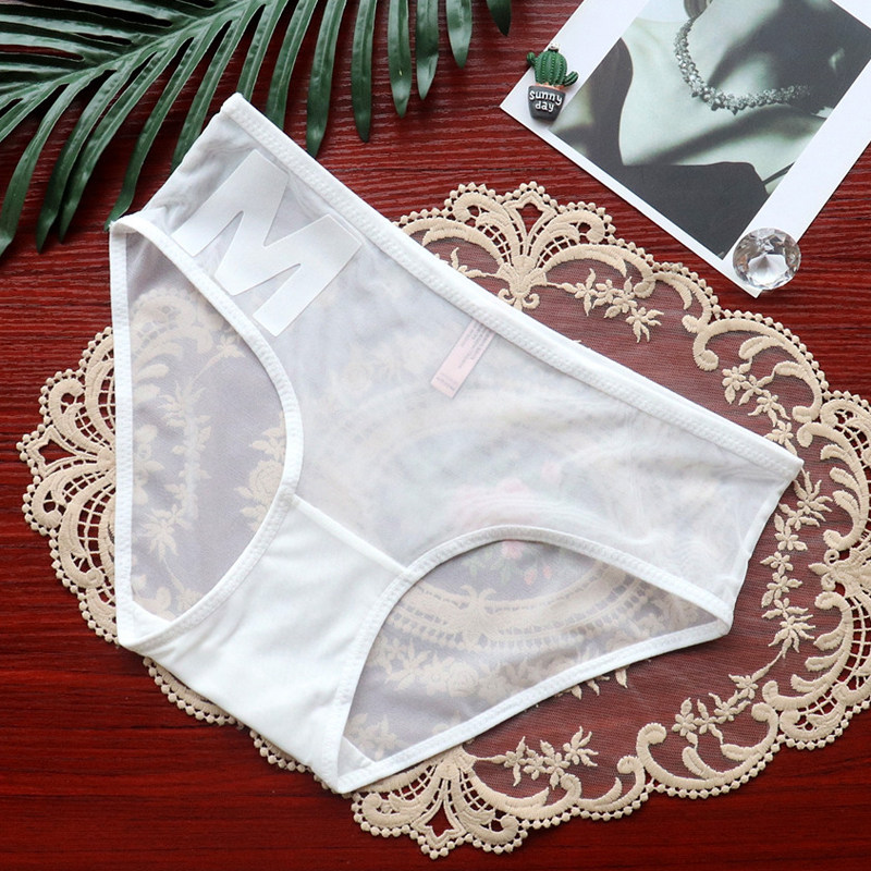 超薄内裤女士网纱无痕全棉纯棉裆女生性感蕾丝短裤女透气三角裤头