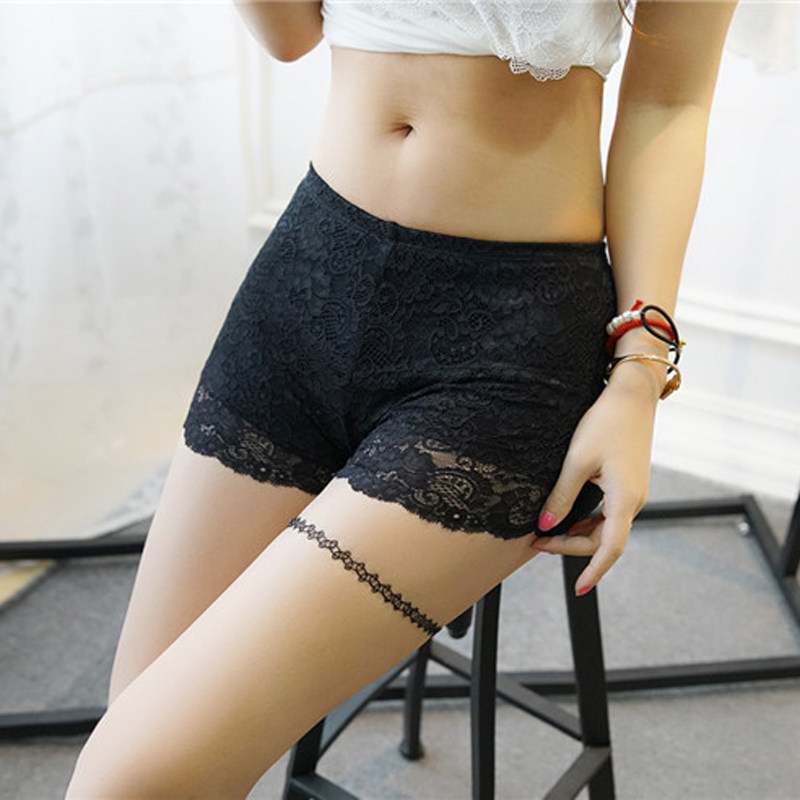 2025新款打底裤少女短裤双层蕾丝花边防走光安全裤女三分裤纯欲风