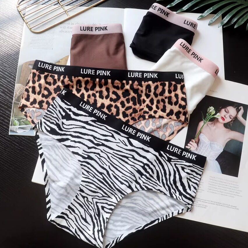 简约时尚印花一片式高弹内裤女冰丝中低腰女式三角裤少女LUREPINK