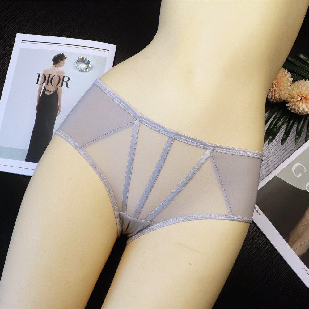 夏季新款辣妹镂空网纱内裤女透气性感中腰女生女式三角裤女纯棉档