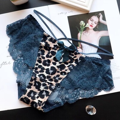 2025夏季新款内裤女性感诱惑豹纹三角裤蕾丝低腰超薄三角裤女亲肤