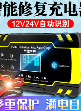 Anhtczyx汽车电瓶充电器12v24v伏摩托车蓄电池AGM欧规英规充电器