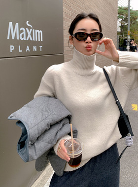 港米服饰/羊毛高领针织衫女上衣秋冬高级感内搭