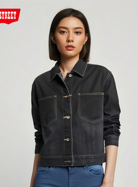 第五街5th street宽松短款女装牛仔夹克韩版复古外套350310-231