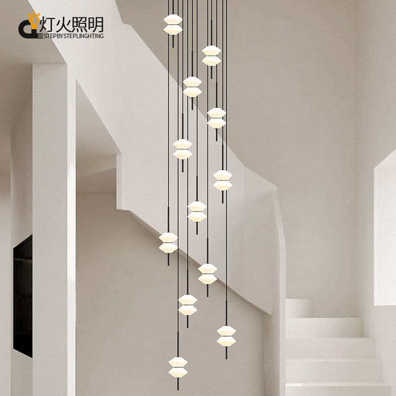 长吊灯loft简约现代挑空客厅复式别墅扶梯挑高阁楼鱼线旋转楼梯灯,家装灯饰光源,LOFT/复式住宅/楼梯吊灯,淘宝优惠券,粉丝福利购,淘宝优惠卷