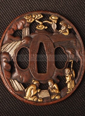 宗典制 通用刀镡 日本装具 镶金镀银高档手工刀镡 龙泉世剑