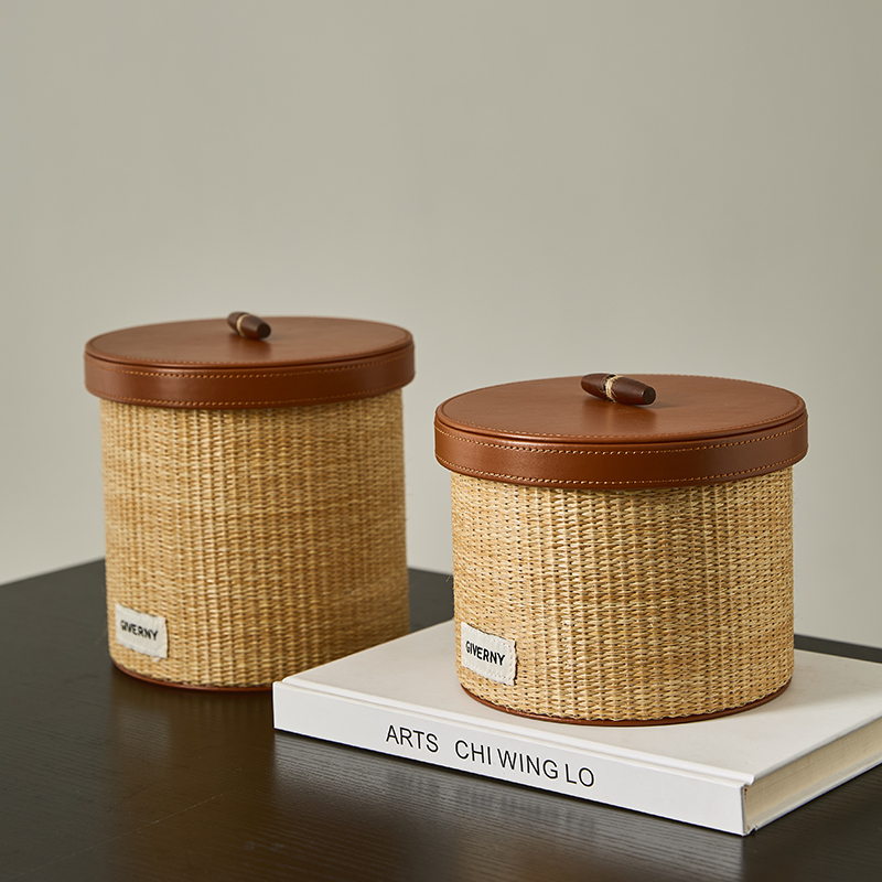 复古藤编收纳盒桌面杂物整理盒