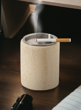 洞石奶油风烟灰缸家用客厅高级感