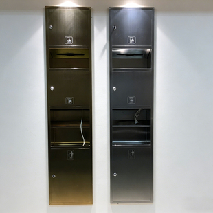 餐饮卫生间三合一干手器不锈钢洗手间隐藏垃圾箱卫生间入墙垃圾桶