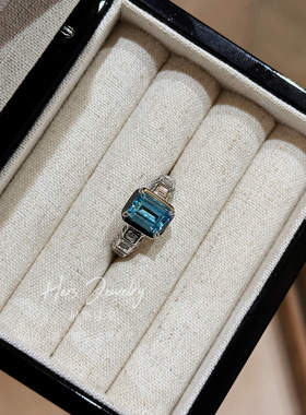 【海蓝小方糖】精致款蓝色戒指S925银