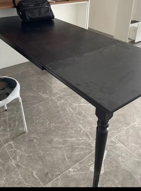 IKEA宜家英格托伸缩型餐桌黑色155/215x87厘米家用长方形吃饭桌子