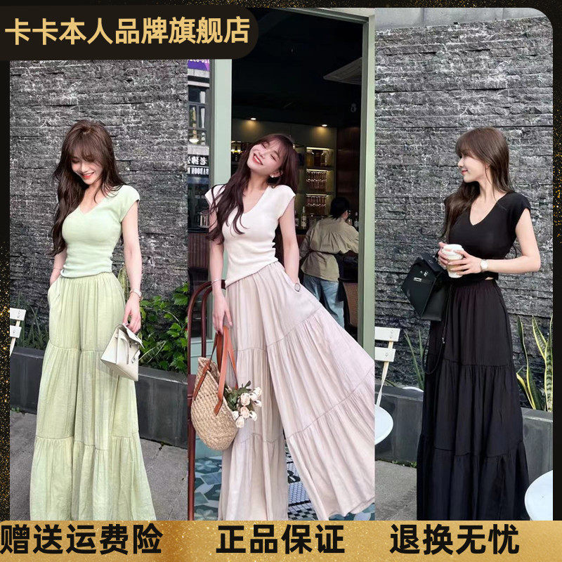 卡卡女装官方旗舰正品《慵懒日系》简约棉麻裙裤+飞袖针织打底T恤,女装/女士精品,休闲裤,淘宝优惠券,粉丝福利购,淘宝优惠卷