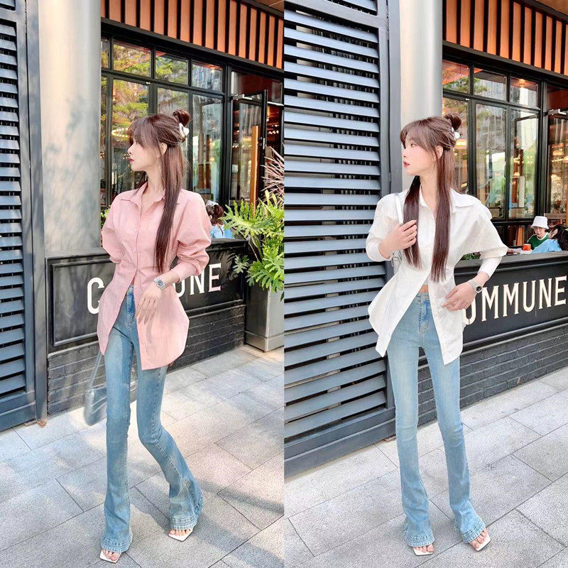 长袖梭织衬衣JUSTCC中长款蚂蚁腰