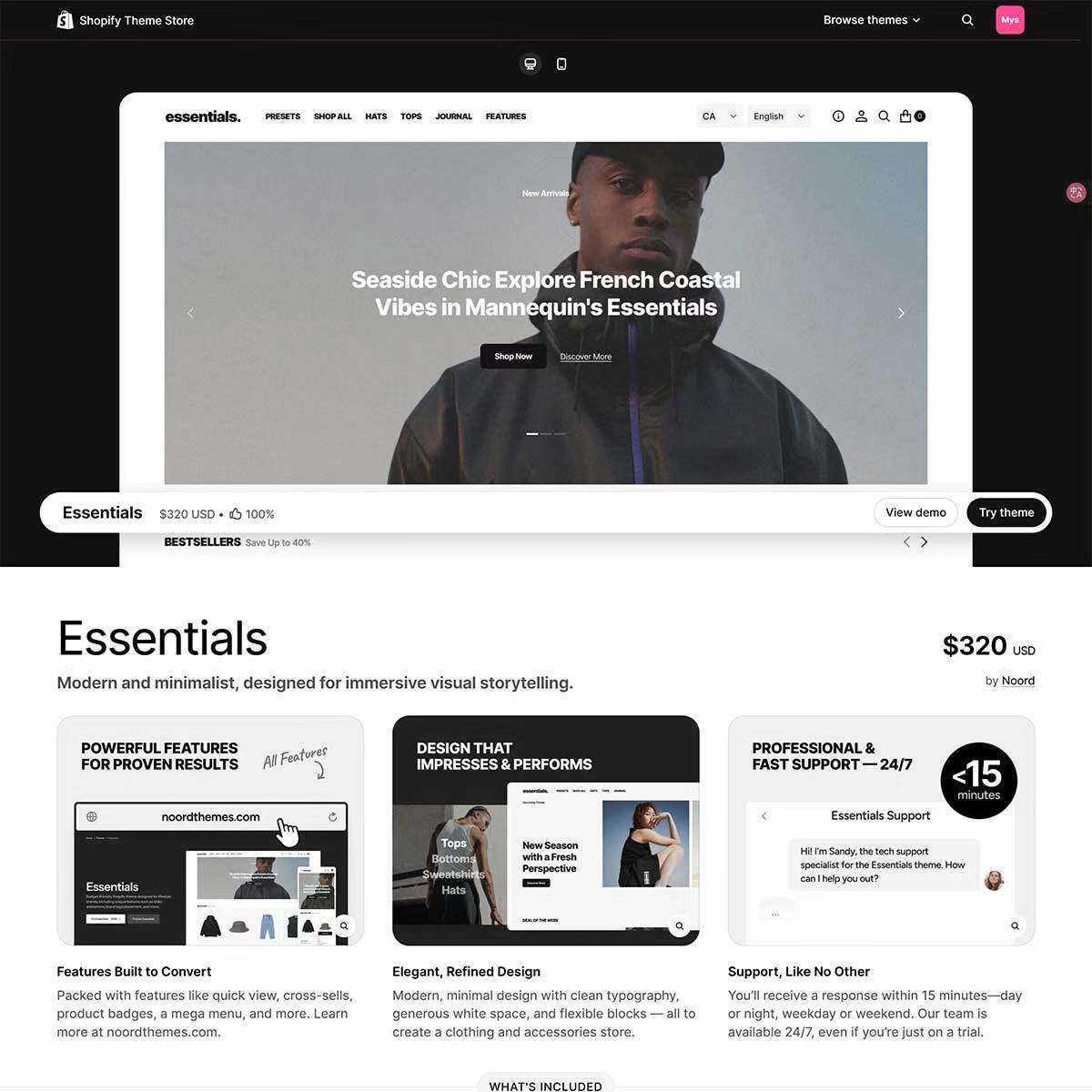 衣服装手腕表美容清洁化妆品电子咖啡茶Essentials Shopify主题