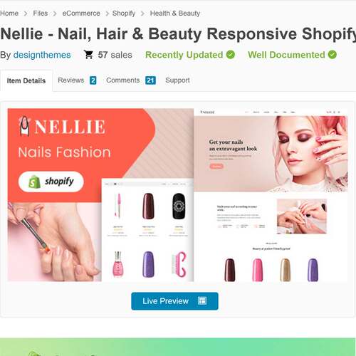 美甲穿戴甲配套网站Nellie Shopify跨境电商独立站主题模版