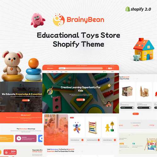 教育益智类儿童老人玩具学习用品Brainybean Shopify建站主题模版