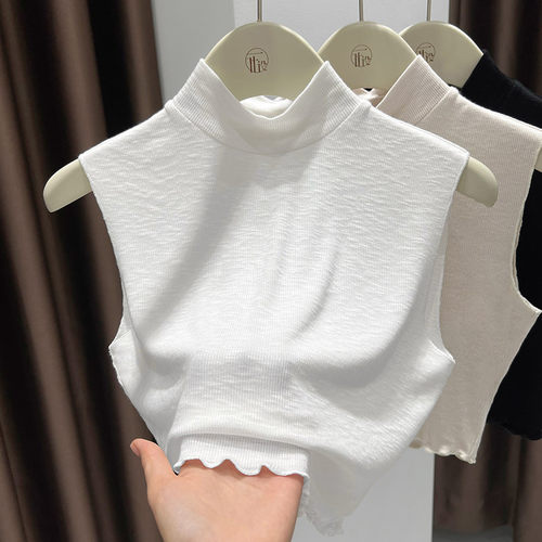 高档内搭叠穿神器半高领针织背心
