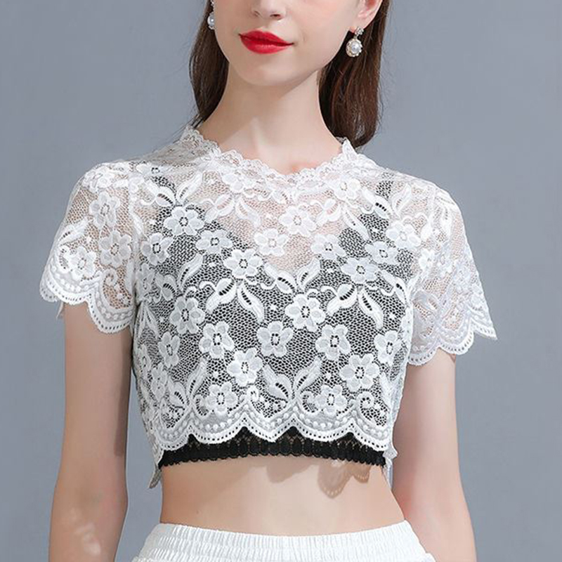 低领内搭罩衫短款短袖薄